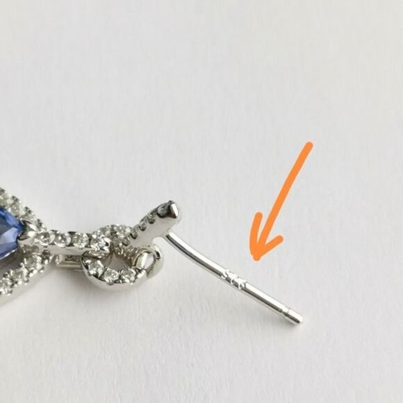 Nwt Ceylon Blue Sapphire CZ halo drop earrings in Sterling Silver - Picture 8 of 10